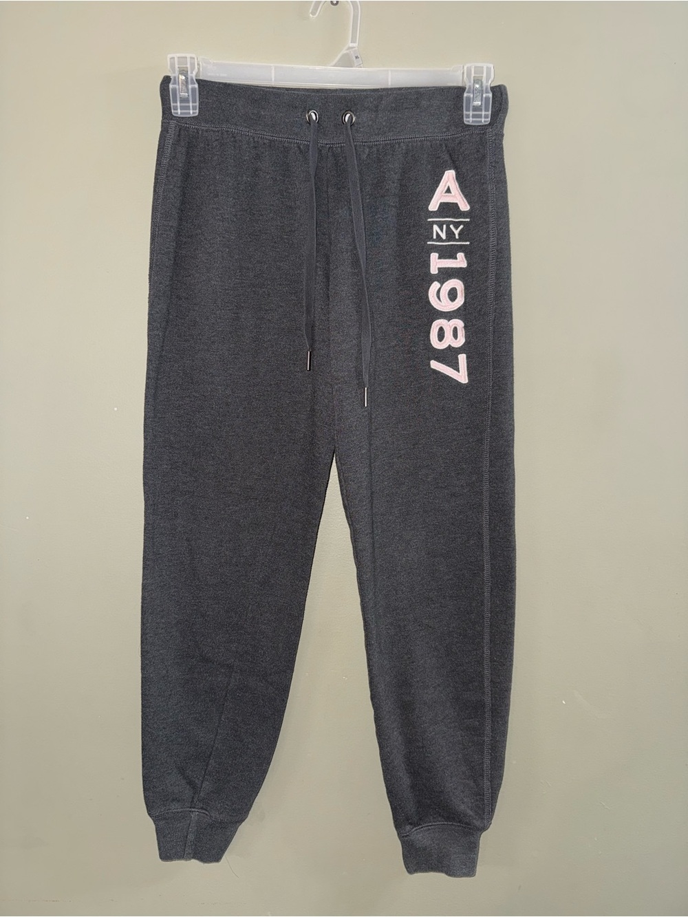 Aeropostale Charcoal Sweatpants with Pink 'A NY 1987' Graphic